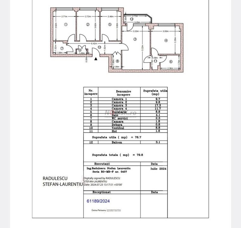 Teiul Doamnei, 4 camere, 80 m, parcare, centrala bloc